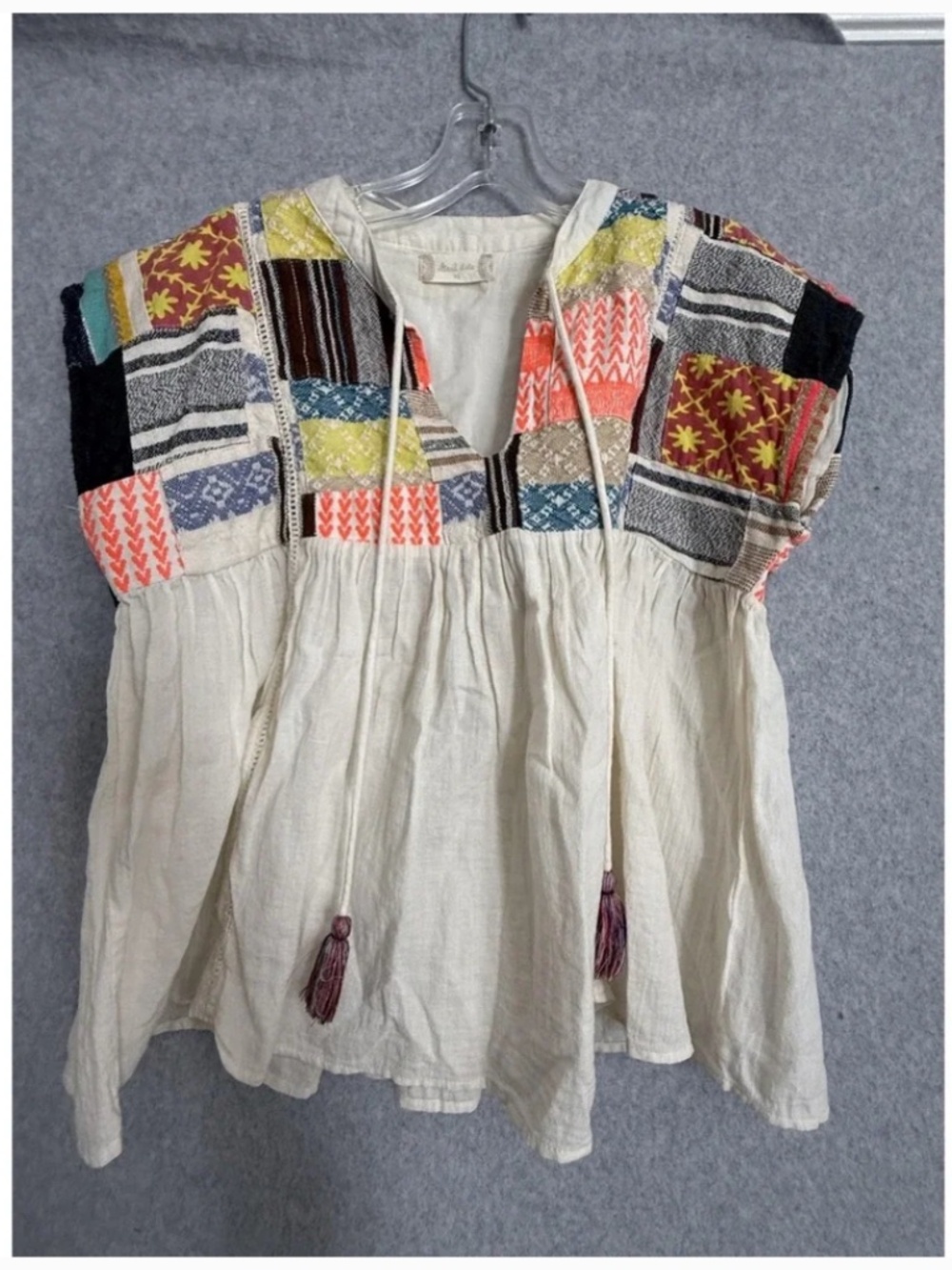 Beautiful, Breezy Patchwork Blouse XS Altar'd State